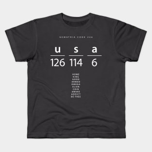 USA word code in the English Gematria Kids T-Shirt